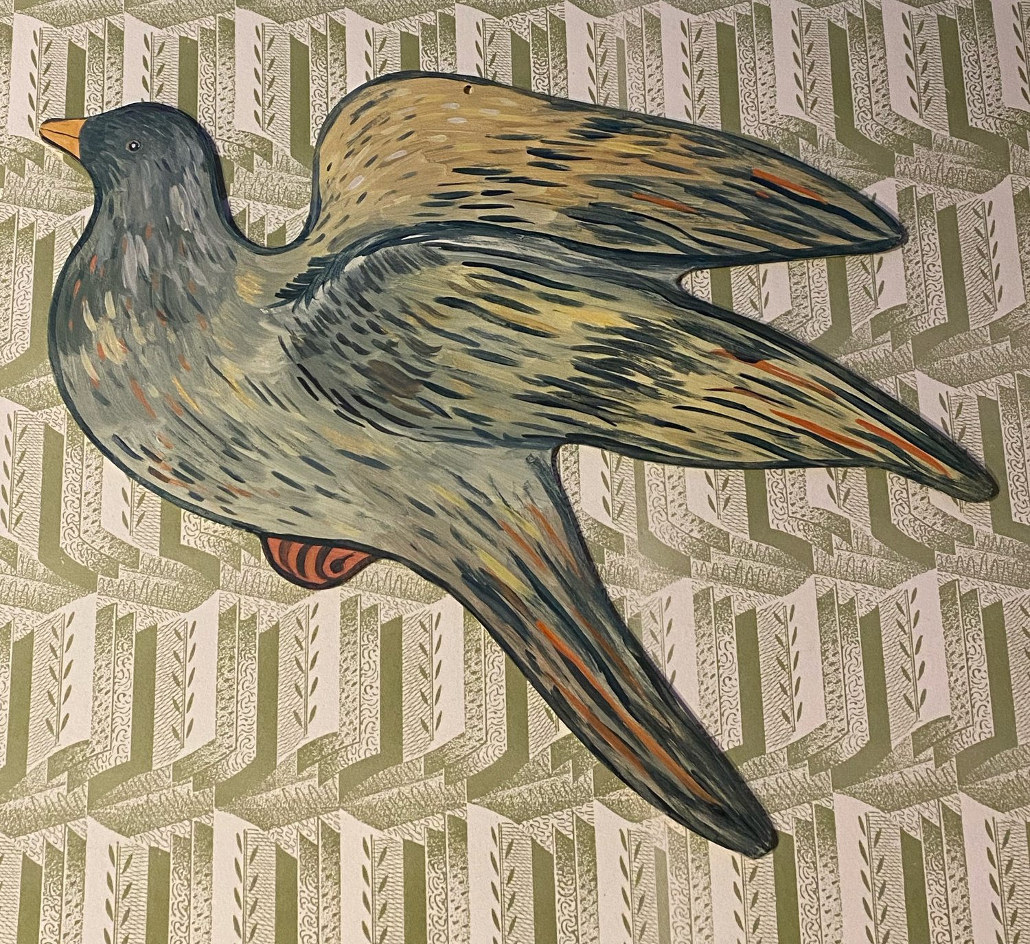 Image of Large painted wooden bird C