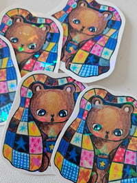 Image 3 of Quilt Bear holographic sticker