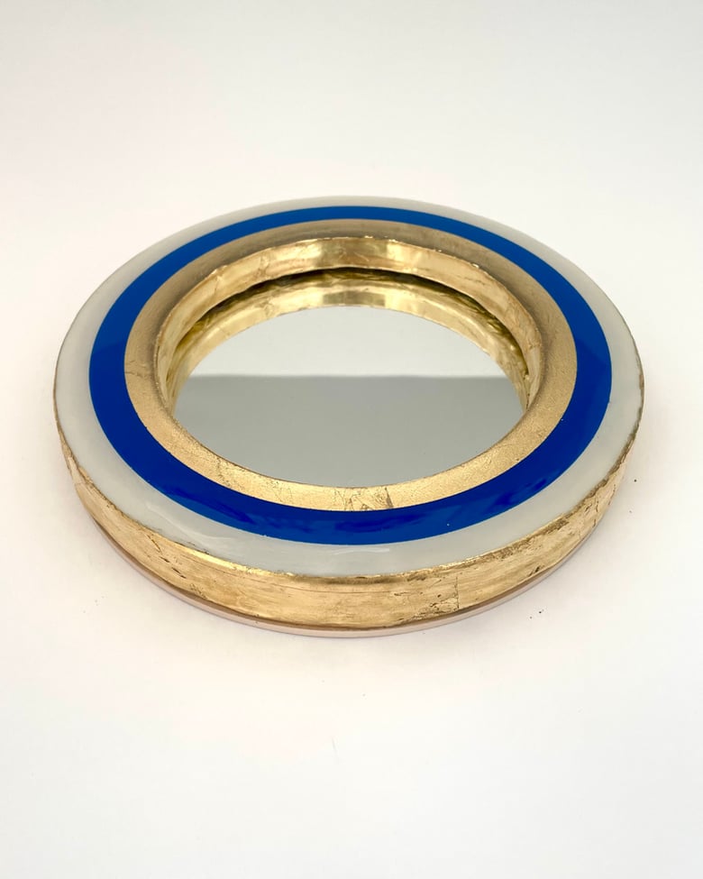 Image of Modernist Mirror White/Sorrento Blue/Gold leaf