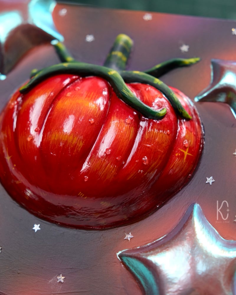 Image of 🍅 GALACTIC TOMATO ✧ Original 3D Mixed Media Painting