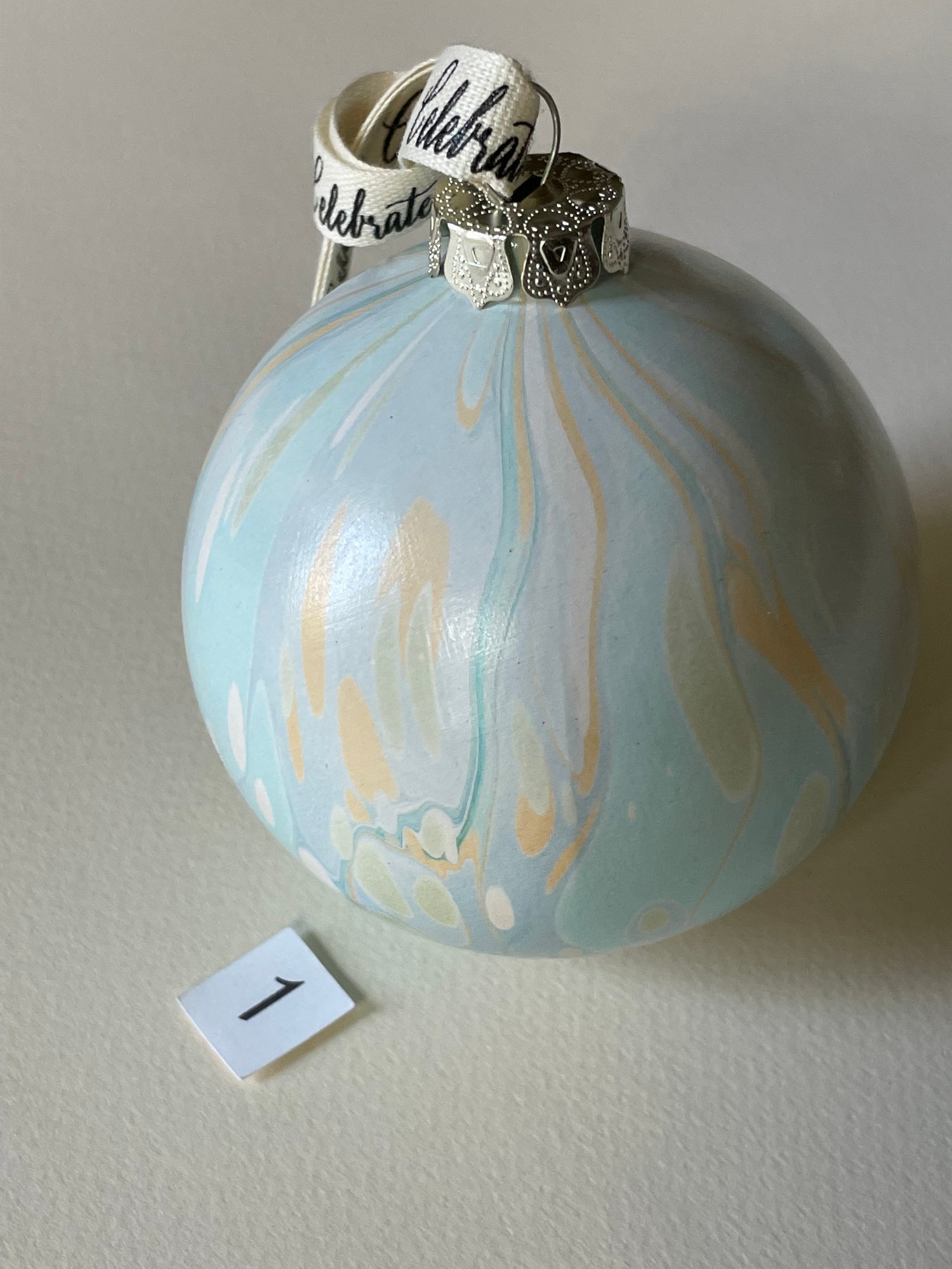 Marbled Ornaments - Mistletoe  Emily Romero Marbled Paper & Designs