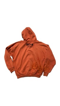 Image 2 of orange flame zip hood