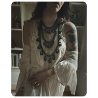 Image 1 of The Venus Necklace XL - Clear Quartz Crystals and Classic Black Leather 
