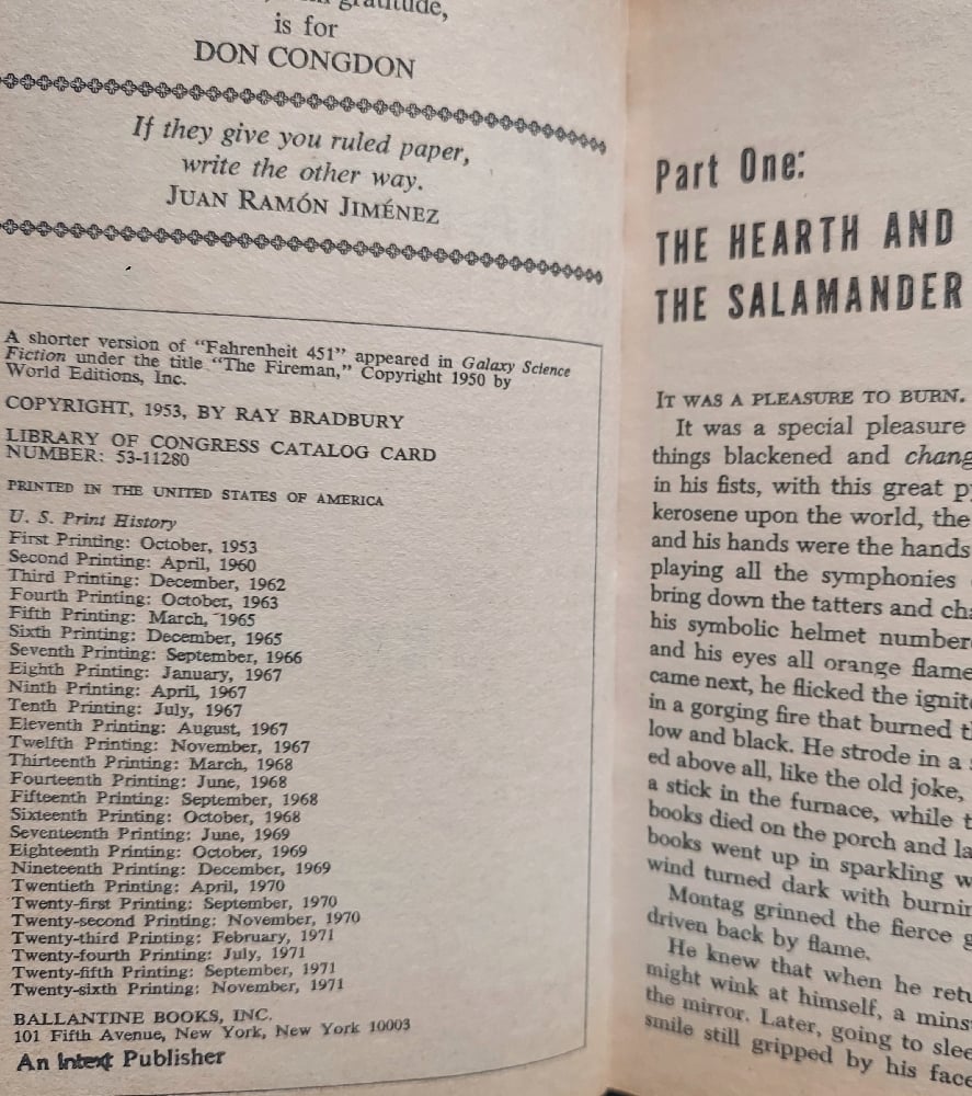 Fahrenheit 451, by Ray Bradbury