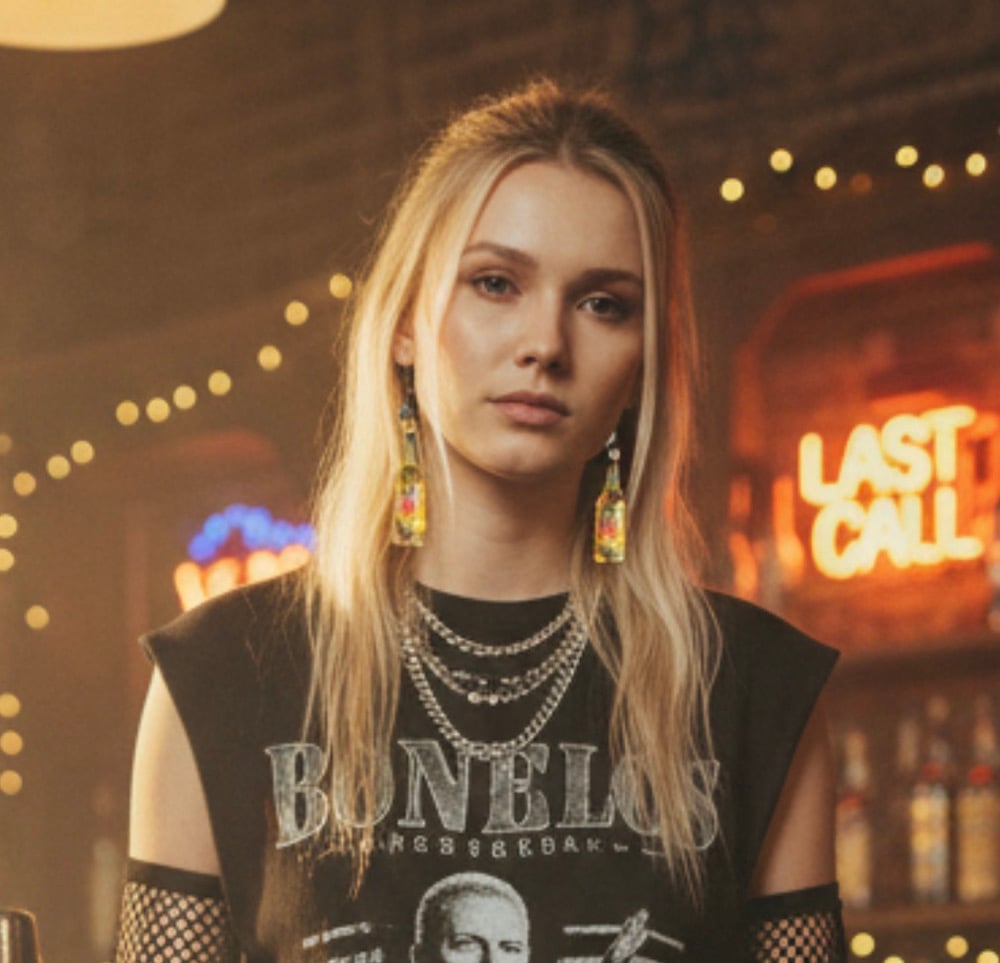 Image of Malort mini bottle earrings 