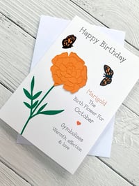 Image 4 of Handmade October Marigold Birth Flower Card - Elegant Butterfly Birthday Card for October Birthdays