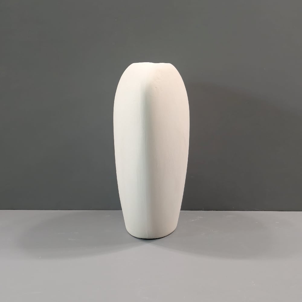 Image of Ceramic Bisque Minimalist Pillow Style Vase Ready to Paint 8" High