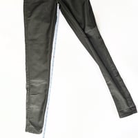 Image 7 of Women’s JC & JQ Green Shimmery Coated Skinny Jeans