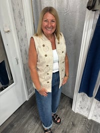 Image 5 of Indigo - Suede Miliraty Brodarie Anglaise Waistcoat