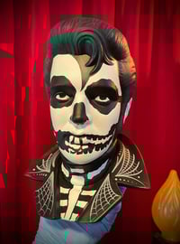 Image 1 of Crimson Elvis Bust with Webs