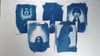 5 unique Cyanotype prints