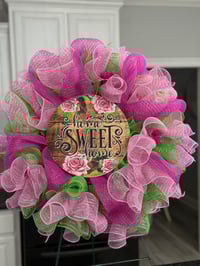 Pink and Brown Door Wreath