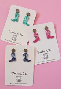 Image 1 of Western Boot Glitter Dangles 