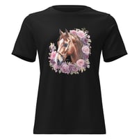 Image 2 of Women's Relaxed T-Shirt, Floral Majesty Horse Tee