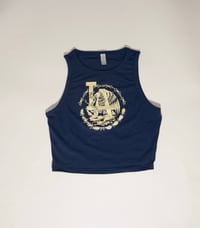 Navy Blue with Cream Cropped Tank Top 