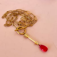 Image 4 of Gold Arrow and Red Droplet Paperclip Chain
