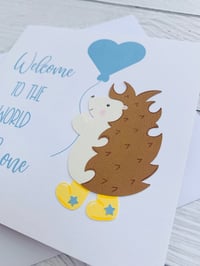 Image 5 of Cute Hedgehog New Baby Handmade Card - Adorable Card for Welcoming a Newborn