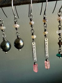 Image 9 of peacock pearl and boulder opal earrings