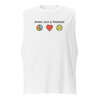 Image 1 of Peace, Love &  Pickleball Unisex Muscle Shirt