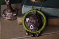 Image 5 of Green linen black moonstone necklace