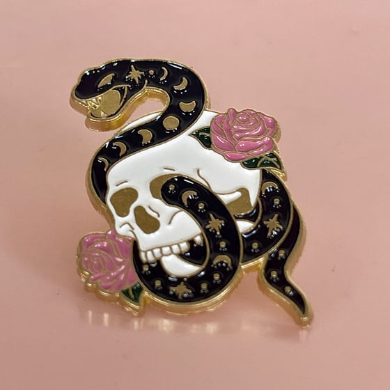 Image of Snake and Skull Pin