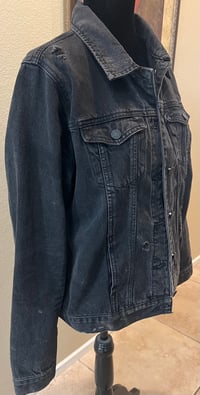 Image 3 of Vintage Black Denim Jean Jacket The Rolling Stones