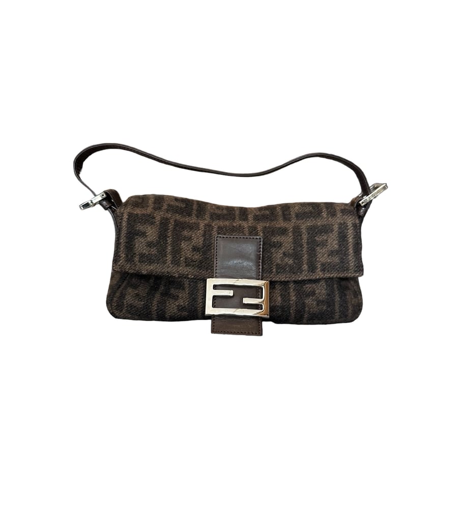 Image of Fendi Wool Monogram Baguette Handbag 1160-38