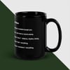 Black Glossy Mug with Mickelsen's Ten Laws of Glass (Free shipping)