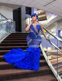 Image 2 of PETAL KISS FEATHER DRESS(MADE TO ORDER)  Blue/ black