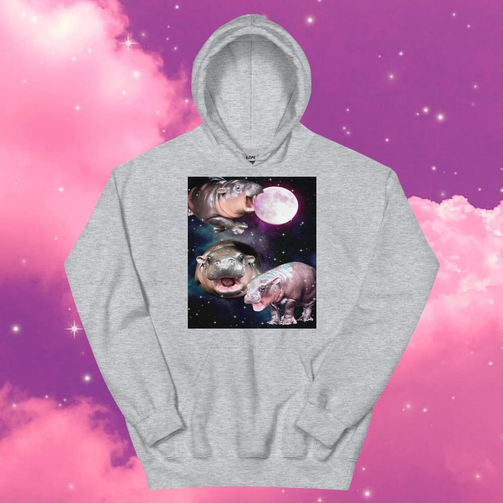 Image of Three Wolf Moon, but it’s Moo Deng! unisex hoodie cute gift 