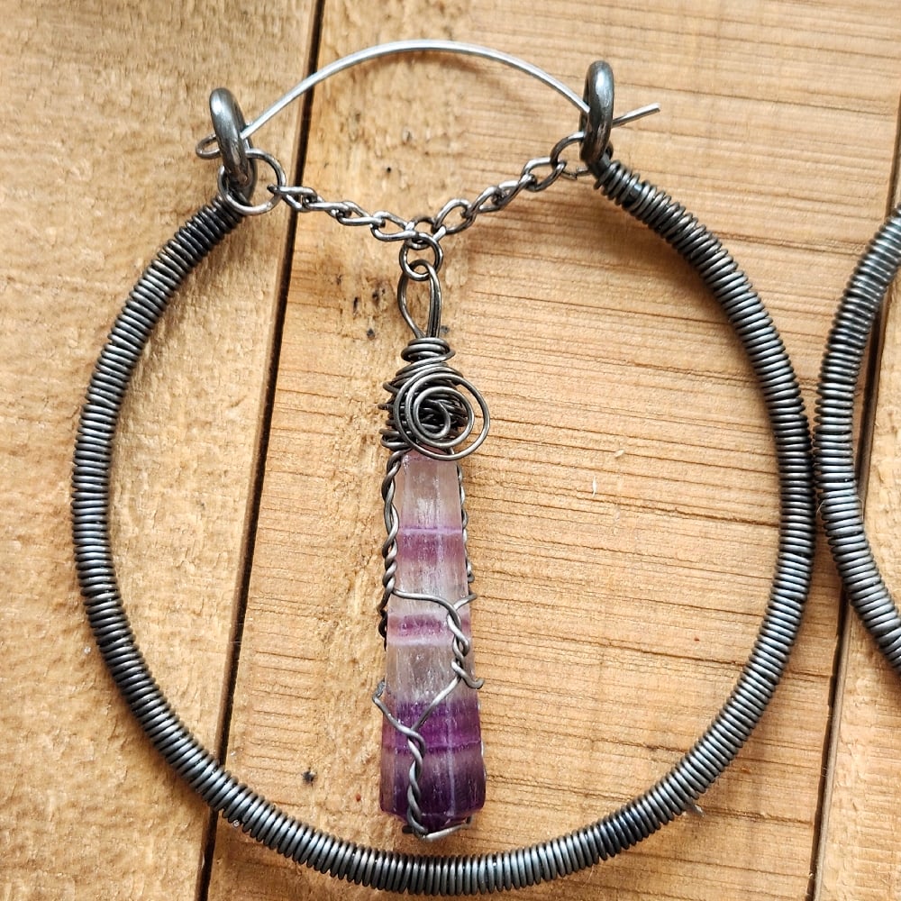Image of Amethyst & Steel earrings 