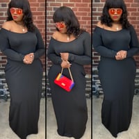 Image 1 of Long sleeve black maxi with pockets