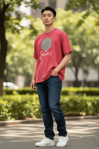 Image 3 of Get Use 2 It Snow Washed Oversized T-shirt Red