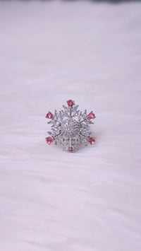 Image 4 of ADR4505_Silver Plated Green Stone Snowflake Design American Diamond Adjustable