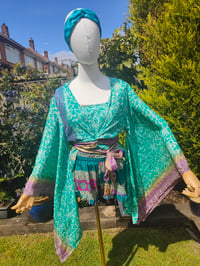 Image 3 of Kimono and cami top Set-jade and 💜 purple