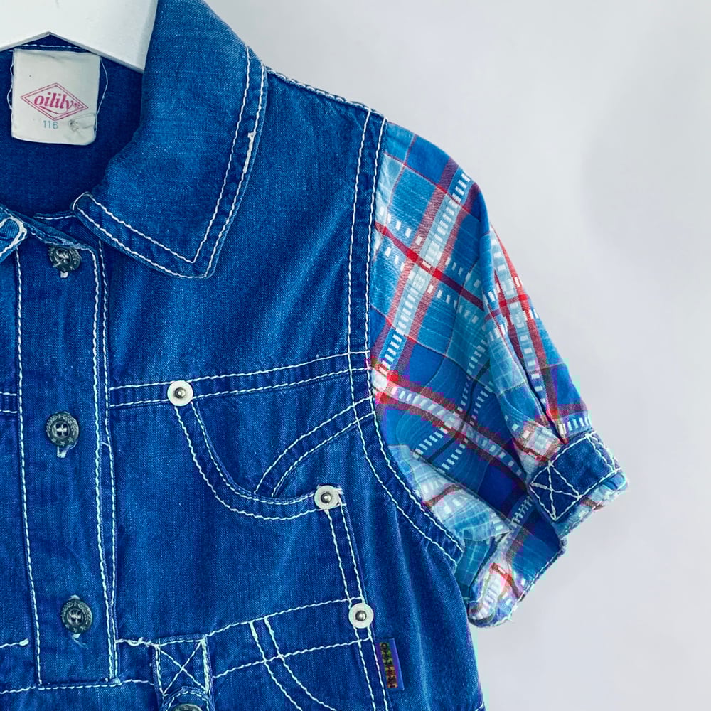 Image of Oilily Denim Check Dress Size 6 years
