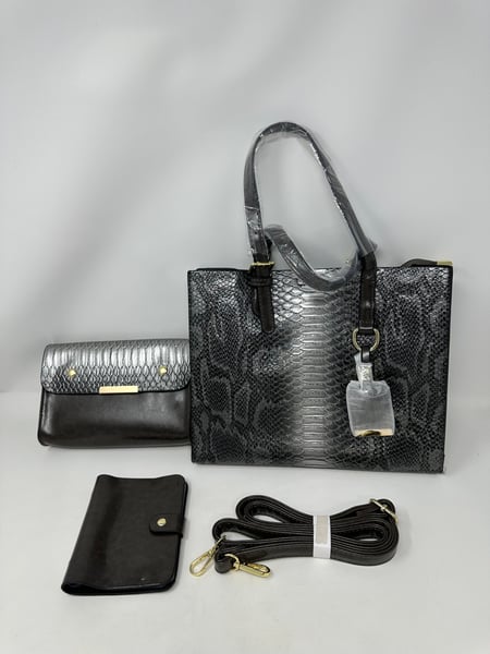 Image of  Snakeskin Patterned Bag with Accessories Gray  - Free Shipping 