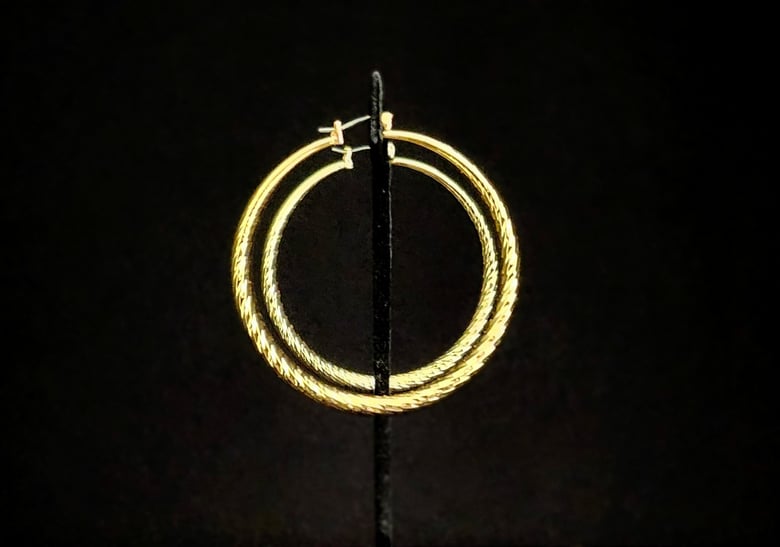 Image of Gold XL Ridged Pierced Hoops