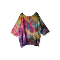 Image 1 of 3X PLUS 100% Cotton Forager Top in Tropical Watercolor Ice Dye
