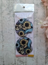 Image 3 of Tattoo Sunflower Girl Car Coasters - 2 pack