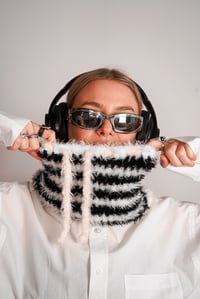 Image 2 of Fluffy black and white snood