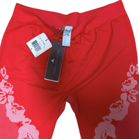 Image 2 of Adidas Stella McCartney Climalite Red Floral 3/4 Yoga Legging Size L - NWT