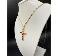 Image 3 of Red Crystals Cross Necklace 