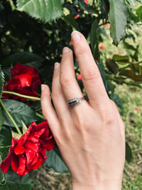 Image 5 of Bague en argent massif, 4 grenats et marcassites, taille 52-53