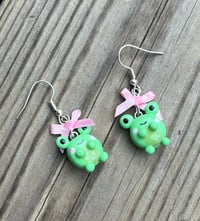 Image 1 of Coquette frog earrings