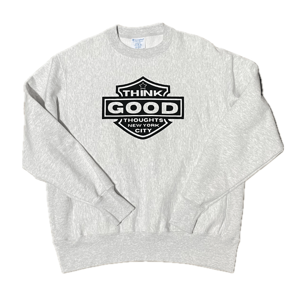 Image of Motorcycle Logo x Champion Reverse Weave Crewneck - Light Grey