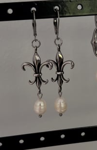 Image 1 of Fleur Pearl Hoops