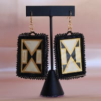 Image 2 of Black & Gold Geo Beaded Earrings
