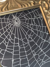 Image 4 of Vintage art nouveau brass frame with real preserved web. 