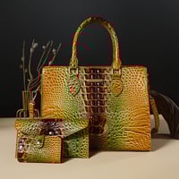 Image 12 of 3pcs Set Crocodile Print Tote Bag - Large Capacity, Women'S Fashion Handbag, Shoulder Bag And Purse